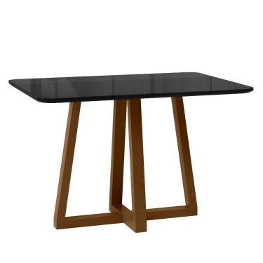 Imagem de Mesa de Jantar 120cm com Tampo de Vidro Livia Largha Sonetto - Ambar/Preto