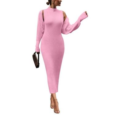 Imagem de Conjunto Feminino de Duas Peças PRETTYGARDEN Vestido Maxi Rosa Tamanho