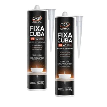 Imagem de Kit 2 Fixa Cuba Adesivo Poliuretano Pu 40 Orbi Química 380g Branco
