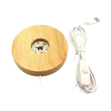 Imagem de Base De Luz Noturna LED USB De Madeira, Luminária Decorativa De Mesa, 