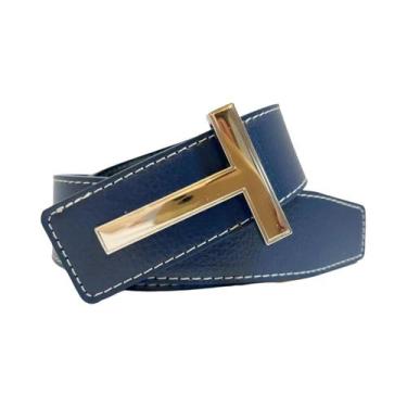 Imagem de Cinto De Couro Luxuoso Masculino De 3.8cm Com Fivela De Designer De Al