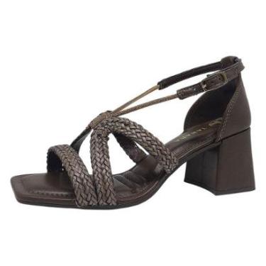 Imagem de Sandália Feminina Salto Tramadas Brilho Moda Social Tanara-Feminino