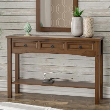 Imagem de Aparador Sala De Estar 128cm Madeira 3 Gavetas Henry Imbuia Fosco Z25 - Mpozenato