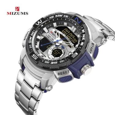 Imagem de Relógio Masculino Mizums M8007 Esportivo de Aço - ElaShopp, Preto