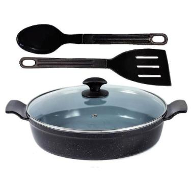 Imagem de Frigideira Preto Liso Antiaderente Cerâmica Talher 02 Aa30cm - JAVALI