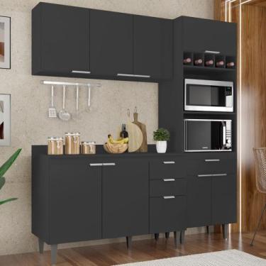 Imagem de Armário de Cozinha Com Tampo CP02 180cm Pérola Preto Z34 - Mpozenato, 