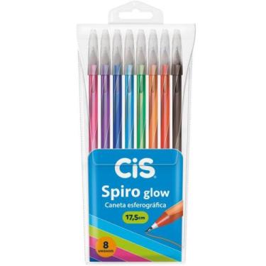 Imagem de Caneta Esferografica CIS Spiro GLOW 0,7MM 8CORES Estojo - Sertic