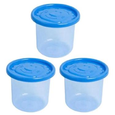 Imagem de POTE PEQUENO COM TAMPA INFANTIL COM TRÊS 200ml cores - LPHOUSE, AZUL R