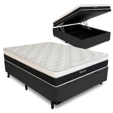 Imagem de Cama Box Baú Viúva + Colchão Molas Ensacadas Dallas D33 128x188x58cm -
