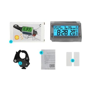 Imagem de Termômetro LCD À Prova D'água Com Energia Solar Para Motocicleta, Data