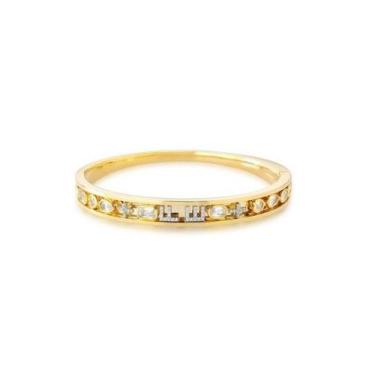Imagem de Bracelete com Cristais Fé Banhado a Ouro - Zircônias - 7 mm de Largura