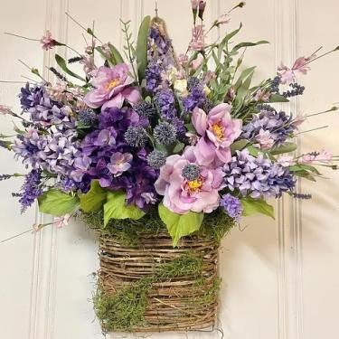 Imagem de Coroa de flores com arranjo floral artificial VESLY Purple Wildflower