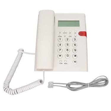 Imagem de ciciglow Telefone fixo, telefone com fio de mesa com função de exibição e consulta, antiinterferência e uso duplo, para escritório hotel residencial comércio exterior (branco)