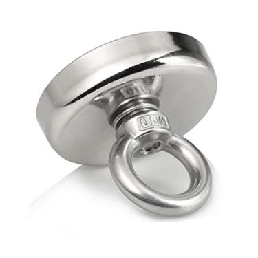 Imagem de ima de neodimio disco 60mm para pesca magnetica potente ate 140kg com corda 10m