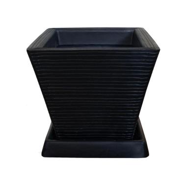 Imagem de Vaso De Planta Decorativo Polietileno 30X30 + Prato Preto
