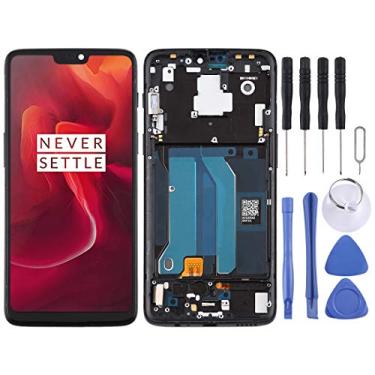 Imagem de For OnePlus 6 A6000 TFT Material LCD Screen and Digitizer Full Assembly with Frame (Black)