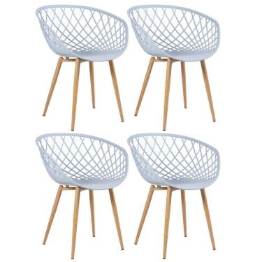 Imagem de Kit - 4 X Cadeiras Clarice Nest Com Apoio De Braços - Sidera - Cinza