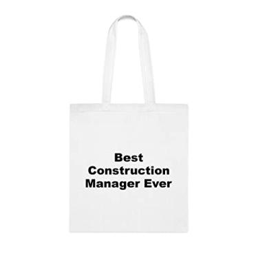 Imagem de Bolsa tote de gerente de construção, bolsa de melhor gerente de construção, presente de gerente de construção, bolsas reutilizáveis, bolsa de de Natal, Branco