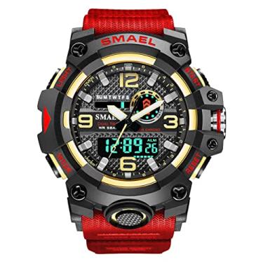 Imagem de Relógios Militares Masculinos, Relógios Analógicos e Digitais Masculinos, Relógios Esportivos, Relógios LEDs à prova d'água Relógios Casuais Digitais de Luxo (Vermelho)