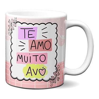 Imagem de Caneca Dia Dos Avós Presente Te Amo Muito Vó Rosa Fofa (Branca)