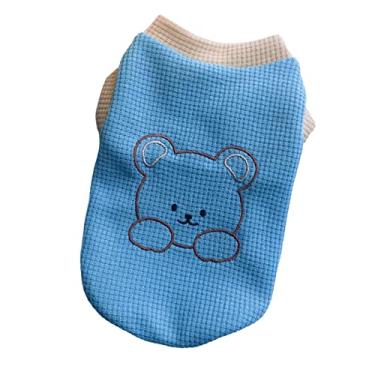 Imagem de JENPECH Camiseta para animais de estimação textura macia tipo pulôver roupas confortáveis para cães azul bonito M