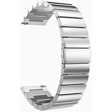 Imagem de NNOLA Pulseiras de relógio 18 mm 20 mm 22 mm Pulseira de relógio universal pulseira de substituição de aço inoxidável para Samsung Gear S2 Classic S3 Frontier Classic 0000 (Cor: Prata,