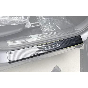 Imagem de Protetor de peitoril da porta do carro para acessórios BYD Atto 3, peças de aço de plástico de carbono protetor de entrada de porta placas de desgaste capas de acabamento (aço carbono)