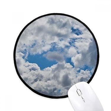 Imagem de Mouse pad Blue Sky White Clouds Desktop Office Tapete redondo para computador