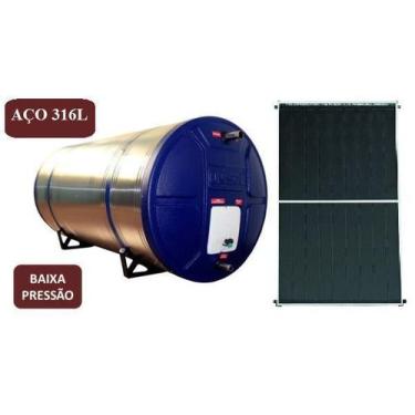 Imagem de Kit Aquecedor Solar Com Boiler 200 Litros Aço 316L Nível Com 2 Placas