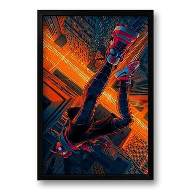 Imagem de Genérico - Quadro Miles Morales do Universo Marvel - 40x60cm - Pop Art - Poster - Moldura Preta Fosca - Pendurador - 23.6 x 39.4 Polegadas - Vinil Fosco Acetinado - Decoração Interna - 1 Quadrado