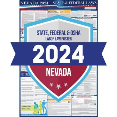 Imagem de Pôster 2024 das leis trabalhistas estaduais e federais de Nevada - OSHA Workplace Compliant inclui atualizações FLSA FMLA e EEOC - Publicação de conformidade obrigatória tudo em um 61 cm x 91 cm -