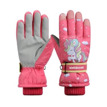 Imagem de Crianças luvas de dedo cobertura coberta quente luvas de inverno dos desenhos animados luvas de esqui térmica mitten snowboard usar equipamentos de esqui (rosa)