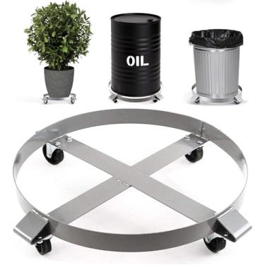 Imagem de Boneca de tambor resistente da Rocktric de 450 kg – Rodas giratórias de 55 galões de aço moldura de boneca sem pontas para caminhão bonecas com capacidade de mão