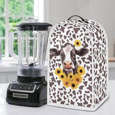 Imagem de Psesaysky Capa de liquidificador de girassol de vaca à prova d'água capa de misturador de cozinha capa de poeira capa de aparelho lavável pequenas capas de eletrodomésticos para balcão de cozinha