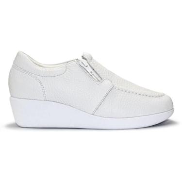 Imagem de Mocassim Usaflex Feminino Salto Anabela Couro Branco Com Ziper 6262pl0010 37