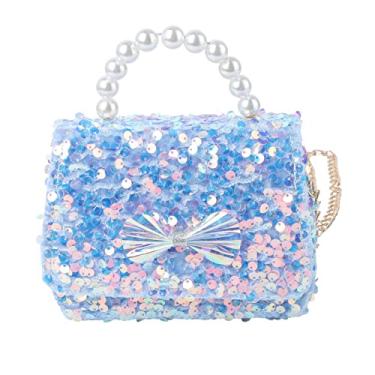 Imagem de Adorainbow 2 peças de laço bolsa transversal bolsa de palha bolsa bolsa feminina bolsas mensageiro brilhante lantejoulas, Azul, 13×9CM