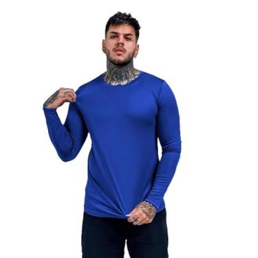 Imagem de Camisas Camiseta Proteção Uv 50+ Segunda Pele Térmica Masculina (P, Azul)
