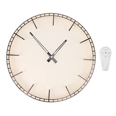 Imagem de Relógios de parede modernos e redondos para sala de estar, relógios de parede silenciosos, sem tique-taque para casa, escritório, cozinha, quarto (5687 preto com branco (31,8 x 2,5 cm / 12,5 x 1,0