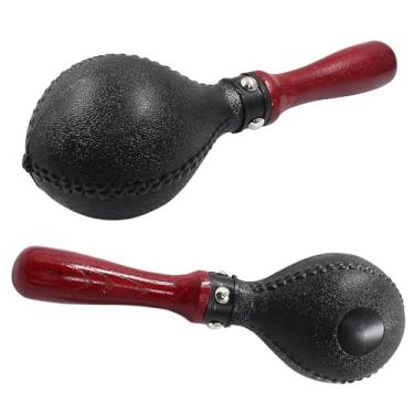 Imagem de Hitefu 2 peças Maracas mão percussão chocalhos areia martelo instrumento com conchas ABS e alças de madeira para apresentações ao vivo e gravação adultos festa jogos, KTV, concerto, bandas (marrom)