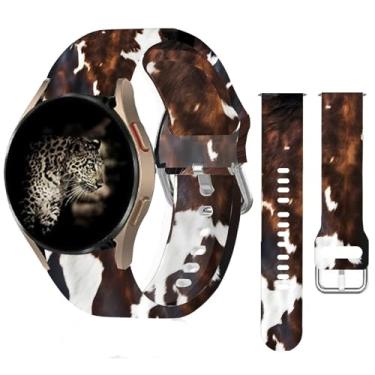 Imagem de Pulseiras esportivas de silicone de 20 mm compatíveis com Samsung Galaxy Watch 6/Watch 5/Galaxy Watch 4 de 40 mm e 44 mm/Classic 42 mm 46 mm/Watch 3 de 41 mm, linda pulseira de substituição feminina (couro bovino vintage)