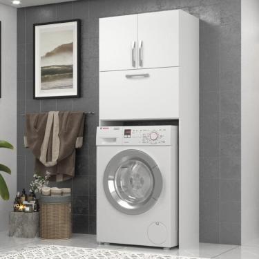 Imagem de Armário Multiuso Lavanderia 3 Portas 2 Nichos Cor Branco