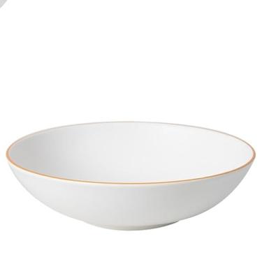 Imagem de Jogo de Pratos Fundos de Porcelana Branca, Filete Ouro, 20,5cm, 6 Unidades, L`Hermitage