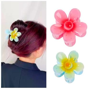 Imagem de Kit Piranha de Cabelo Flor Feminino Presilha Prendedor Pregadeira de Cabelo Flor BBB Maxi Praia Havaiana Blogueira Acessório Luxo Estilo Flores Brilho Moderna Colorida Elegante 2024 (Vermelha e Verde)