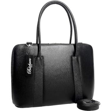 Imagem de Maleta Executiva Feminina Pasta Notebook Tablet Bolsa Social Casual Laptop Ombro Transversal 14 15 15.6 15,6 16 17 Polegadas (Preto-prada, Grande)