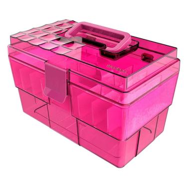Imagem de Maleta Organizadora Crippa Multiuso Maquiagem Medicamentos Itens Odontológicos Rosa