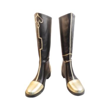 Imagem de COSGOGO Novos sapatos Xiao Cosplay para Game Genshin Impact Cos botas longas Halloween feminino masculino dramatização, Tamanho masculino, 34