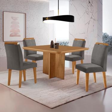 Imagem de Mesa Olimpia 90 MDF canto copo e com 4 Cadeiras Athenas