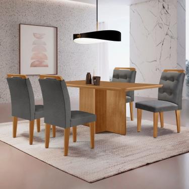 Imagem de Mesa Olimpia 120 MDF canto copo e com 4 Cadeiras Carol