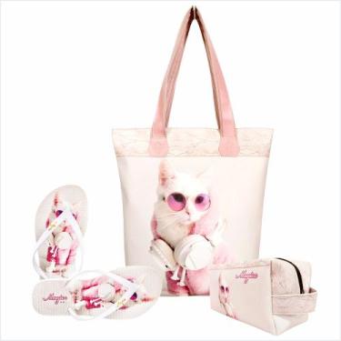 Imagem de Kit Pet Feminino Gatinho com Bolsa, Necessaire e Chinelo, Magicc, 35/3
