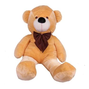 Imagem de Urso De Pelúcia Gigante Teddy 90 Cm Com Laço Macio Nacional (Doce De Leite com Laço Tabaco)